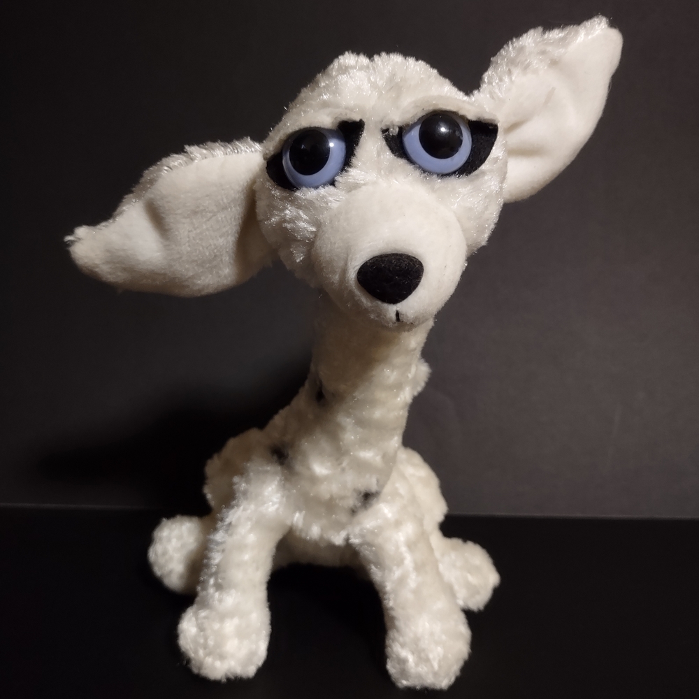 Twisted Whiskers Plush White and Black Twistable Dog With Big Eyes Carlton Cards